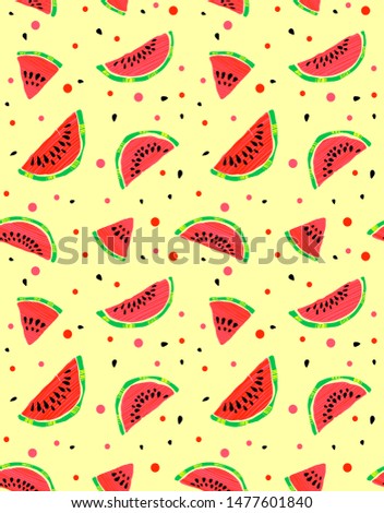 seamless watermelons pattern. Vector background with watermelon slices.