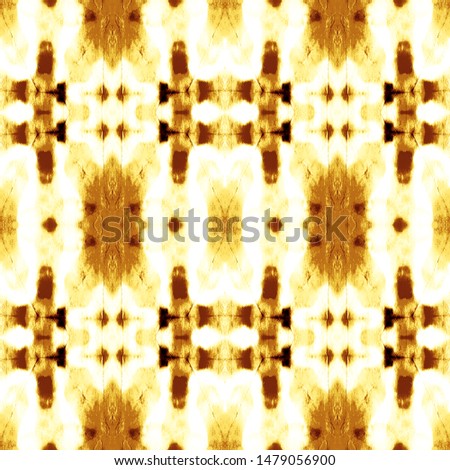 Yellow Boho Pattern. Watercolor Vintage. Gold Ink Texture kilim. Seamless Bohemian. Persian Carpet. Watercolor Layer. Yellow Seamless Pattern. Tie Dye Print. Seamless Batik.