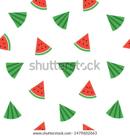 Watermelon seamless pattern vector file on isolated white background. It can be used for wallpaper, home decoration,Art, print, packaging design, fashion, etc.