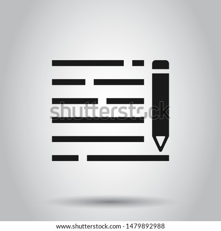 Pencil notepad icon in transparent style. Document write vector illustration on isolated background. Pen drawing business concept.