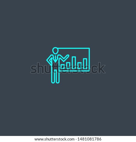 business presentation concept blue line icon. Simple thin element on dark background. business presentation concept outline symbol design. Can be used for web and mobile UI/UX