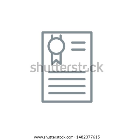 diploma or patent outline flat icon. Single quality outline logo symbol for web design or mobile app. Thin line sign design logo. gray icon pictogram certificate isolated on white background