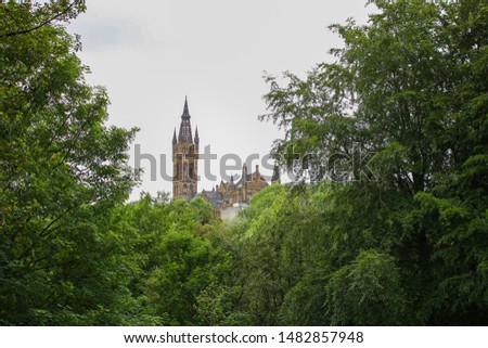 Glasgow University Tower and trees