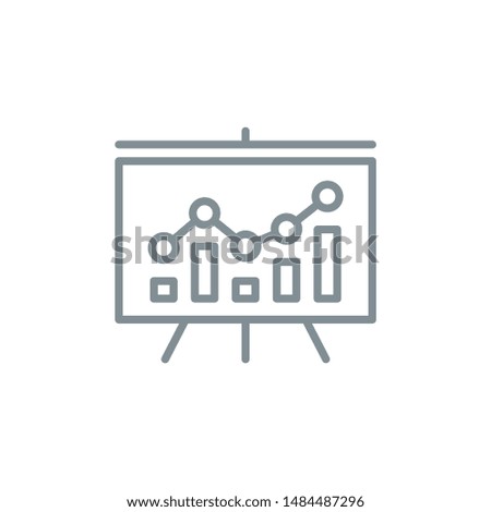 flip chart infographics outline flat icon. Single high quality outline logo symbol for web design or mobile app. Thin line data Marker board logo. gray icon pictogram isolated on white
