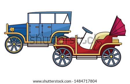 Vintage and classic cars antique vehicles vector illustration graphic design.