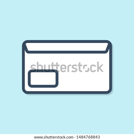 Blue line Envelope icon isolated on blue background. Email message letter symbol.  Vector Illustration