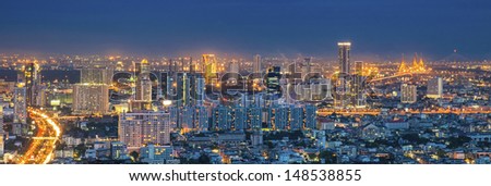 Night landscape of center point in Bangkok, Thailand