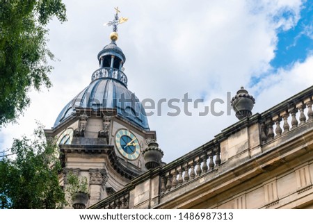 BIRMINGHAM, UK - JANUARY 30: Downtown Birmingham, UK on August 2019 with the parish church St. Philips Cathedral