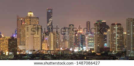 Aerial view of Bangkok, living place in Bangkok city downtown with night, Thailand