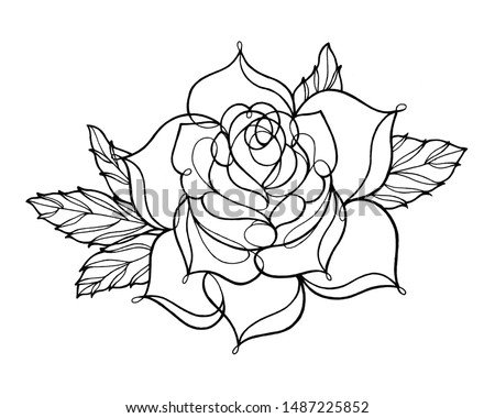 A rose line art drawing