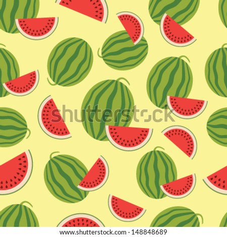 Watermelon seamless background. Vector illustration.