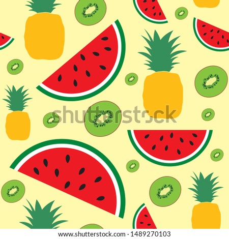 different exotic fruits seamless pattern