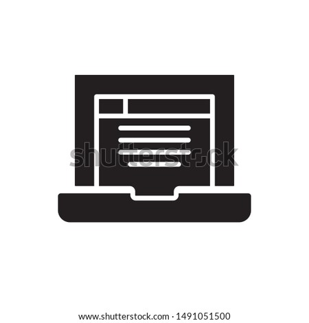Laptop browser window icon. flat simple pictogram. Computer notebook webpage vector illustration