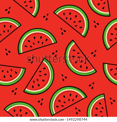 Watermelon Pattern, Fruit Pattern, Vector, Illustration,  Seamless Pattern, Background.