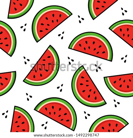 Watermelon Pattern, Fruit Pattern, Vector, Illustration,  Seamless Pattern, Background.