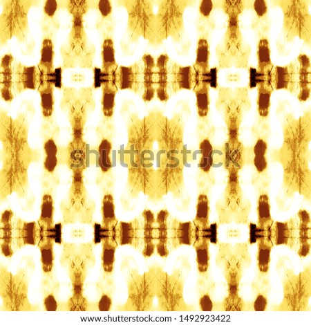 Yellow Shibori Pattern. Watercolor Drawing. Yellow Ikat Geometric rug. Seamless Design. Peruvian Ikat. Watercolor Clothing. Orange Seamless Batik. Geometric Ikat. Seamless Batik.