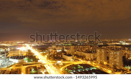 Night city from a bird's eye view
