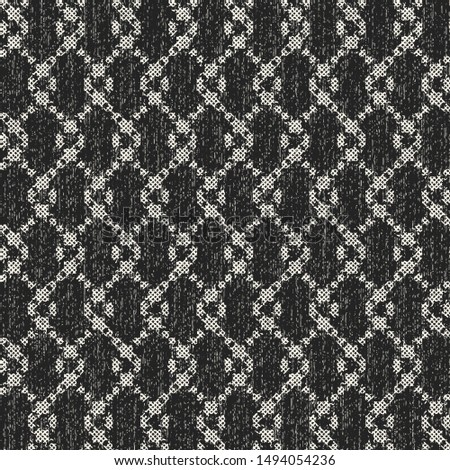 Monochrome Ornamental Stroke Melange Textured Background. Seamless Pattern. 