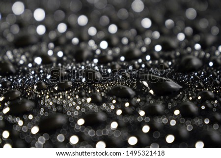 Macro of water particles on flat surface
