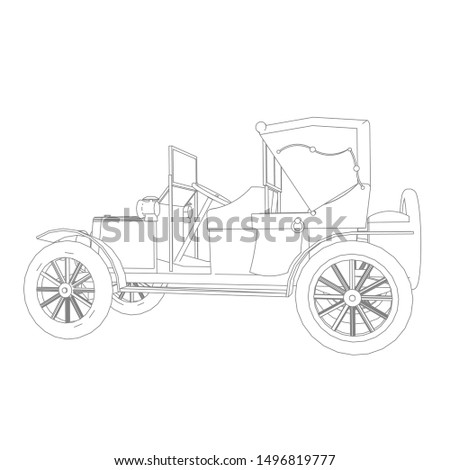line art of classic car. Coloring page - classic car - illustration for the children