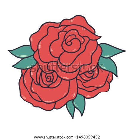 Beautiful red rose vector illustration, rose vector.