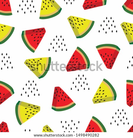 Vector Seamless Pattern Watermelon. Tropical fruits Illustration