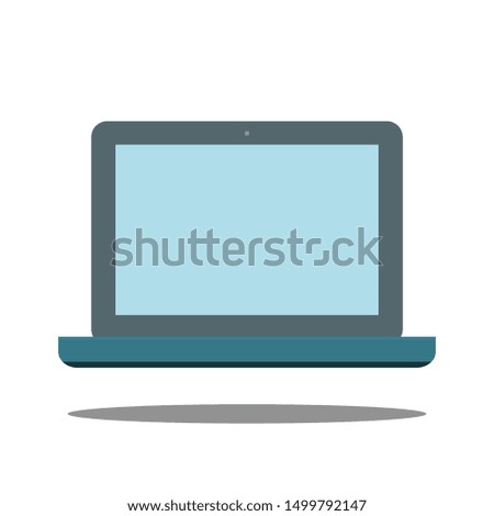 laptop computer icon with blank blue screen isolated on white background. vector illustration