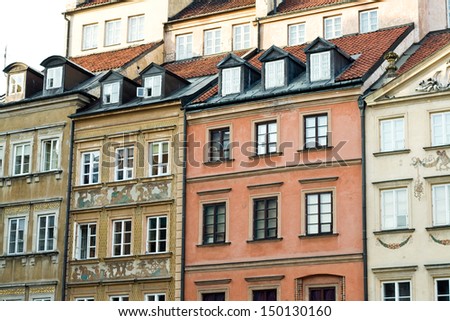 	Refurbished fragment of ancient buildings in Warsaw