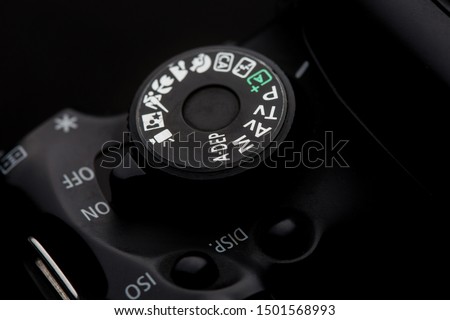 closeup of the Camera Modes
wheel on a camera shot on a black background