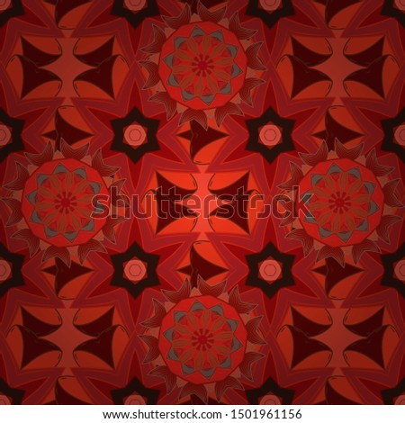 Scrapbook brown, red and orange paper. Abstract print with leaves. Cute vector leaf seamless pattern. Elegant beautiful nature ornament for fabric, wrapping and textile.