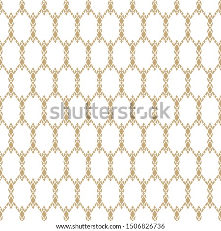Luxury golden mesh seamless pattern. Elegant abstract raster ornament. Stylish geometric background. Gold and white texture with delicate lace, weave, grid, lattice, grate, fence, net. Repeat design