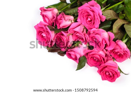 Pink rose bouquet isolated on white background