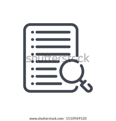 Reports and docs search line icon. File and document with magnifier vector outline sign.