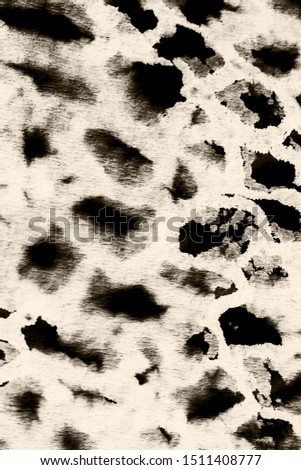 Dye Effect. Fabric Print. Liquid Watercolor Effect. Tribal Abstract Dirty Art. Splattered Chic Abstraction. Trendy Japan Cotton Template. Black, White Dye Effect.