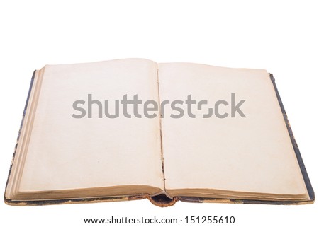 Old open book on white