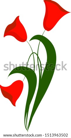 Red flowers, illustration, vector on white background.