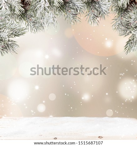 Christmas background with blur background and free space for text. Decoration. 