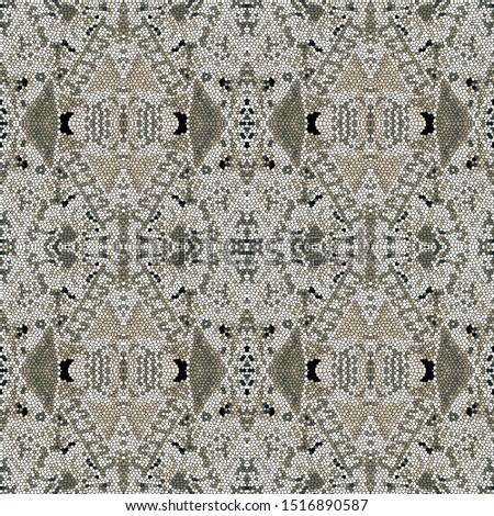 African Repeat Pattern. Charcoal Seamless Tribal Template. Blanched Moroccan Fabric. Monochrome Graphic Backdrop. Native Ornament. Inklike African Repeat Pattern.