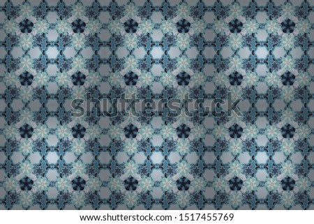 Raster green, gray and blue texture, motley lines and grids seamless pattern, curved metal, foil background with 3D visual effects.