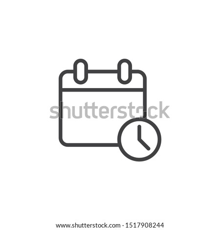 Calendar with Clock line icon. Agenda, reminder linear style sign for mobile concept and web design. Calendar time outline vector icon. Symbol, logo illustration. Vector graphics