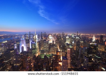 New York city view at evening
