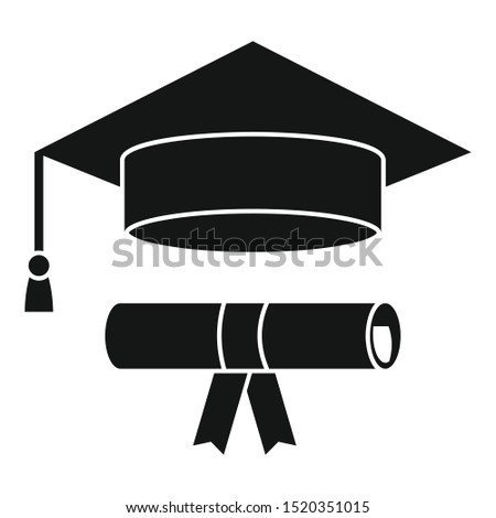 Graduated hat diploma icon. Simple illustration of graduated hat diploma vector icon for web design isolated on white background