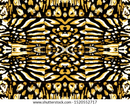 Animal Reptile Pattern. Yellow Tigers Pattern. Bright Animal Style Background. Bright Seamless Leopard. Artist Painting Watercolor. Metallic Seamless Pattern. 
