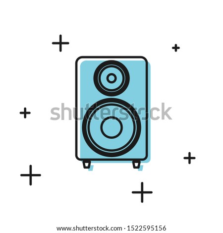 Black Stereo speaker icon isolated on white background. Sound system speakers. Music icon. Musical column speaker bass equipment.  Vector Illustration