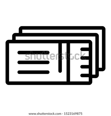 Three tickets icon. Outline three tickets vector icon for web design isolated on white background