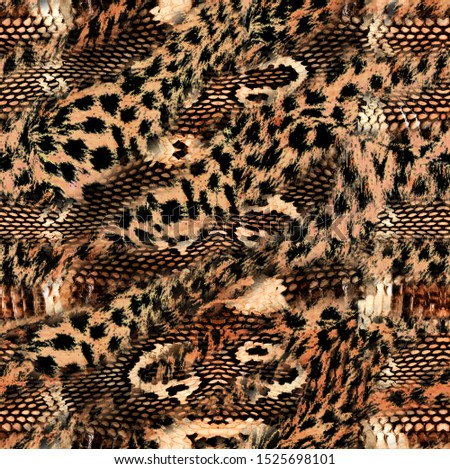 Cobra snake skin with leopard skin seamless pattern texture