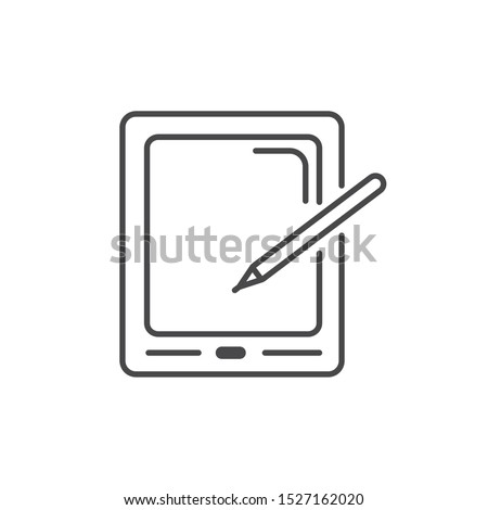 tablet digital pen technology icon line illustration design
