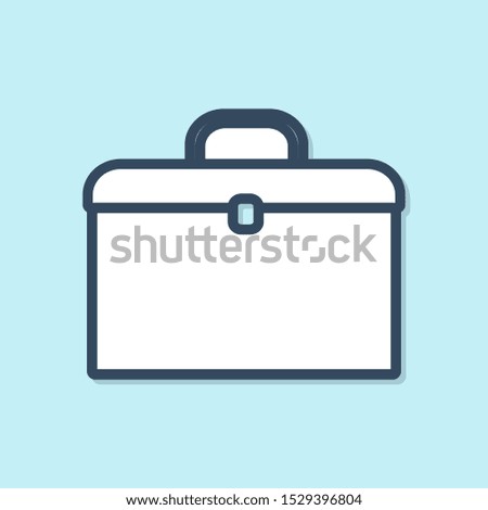 Blue line Briefcase icon isolated on blue background. Business case sign. Business portfolio.  Vector Illustration