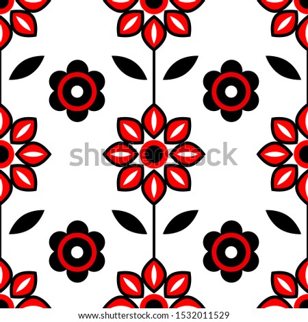 Scandinavian folk art seamless pattern. Swedish and Norwegian vector background can be used for wallpaper and textile designer.