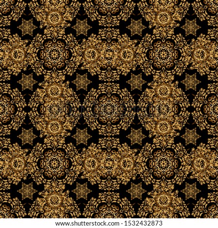 Art deco style, trendy vintage design element. Beautiful artdeco template with elements in gold gradient. Golden abstract geometric seamless pattern. Gold grill on a background.